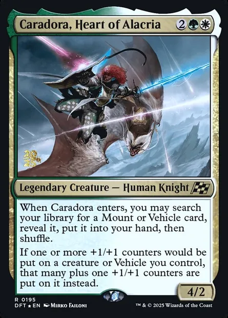 Caradora, Heart of Alacria, Magic card PDFT 195s — Aetherdrift Promos set