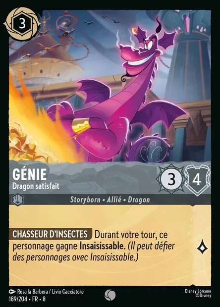 Génie - Dragon satisfait, carte Disney Lorcana CH8-189 — extension Le Règne de Jafar