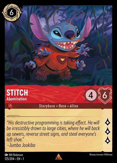 Stitch - Abomination, Disney Lorcana card CH1-125 — The First Chapter set
