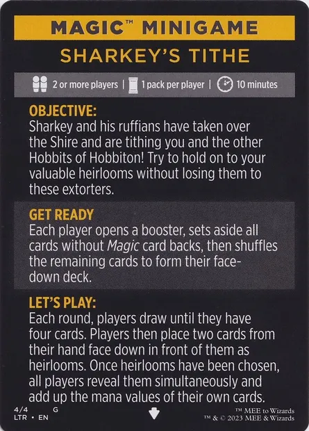 Sharkey's Tithe // Sharkey's Tithe (cont'd), carte Magic MLTR 4 — extension The Lord of the Rings: Tales of Middle-earth Minigames