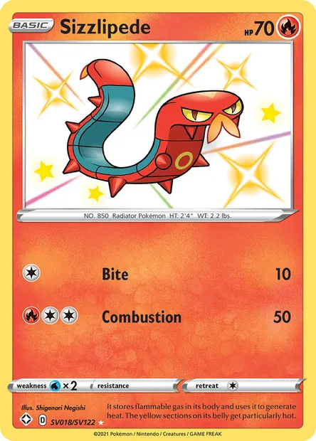 Sizzlipede, Pokémon card SHF SV018 — Shining Fates set