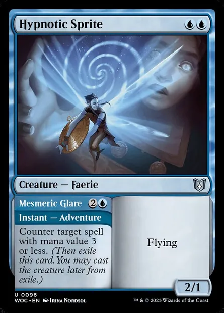 Hypnotic Sprite // Mesmeric Glare, Magic card WOC 96 — Wilds of Eldraine Commander set