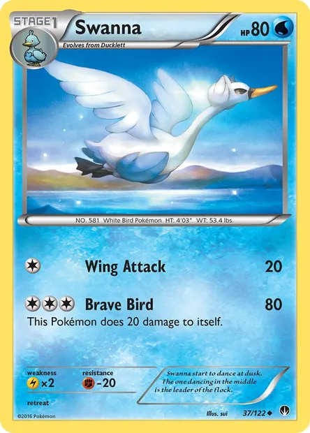 Swanna, Pokémon card BKP 37 — BREAKpoint set