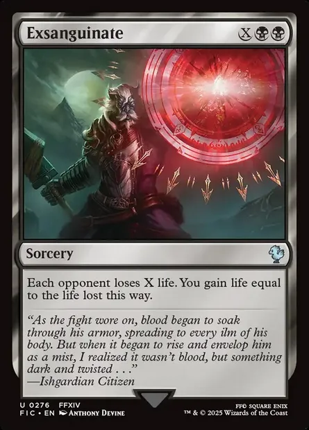 Exsanguinate, Magic card FIC 276 — Final Fantasy Commander set