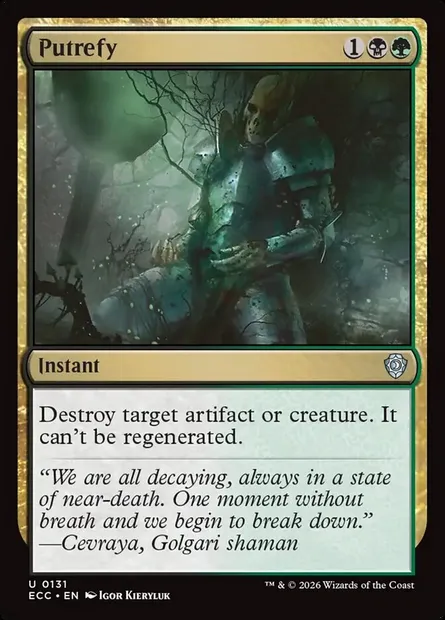 Putrefy, Magic card ECC 131 — Lorwyn Eclipsed Commander set