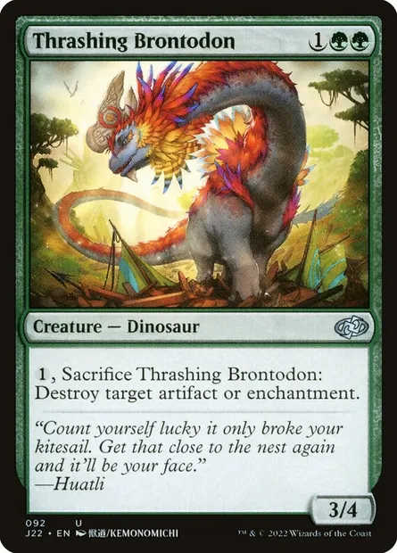 Thrashing Brontodon, Magic card J22 92 — Jumpstart 2022 set