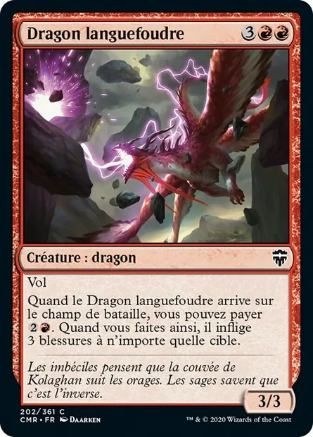 Dragon languefoudre, carte Magic CMR 202 — extension Commander Legends
