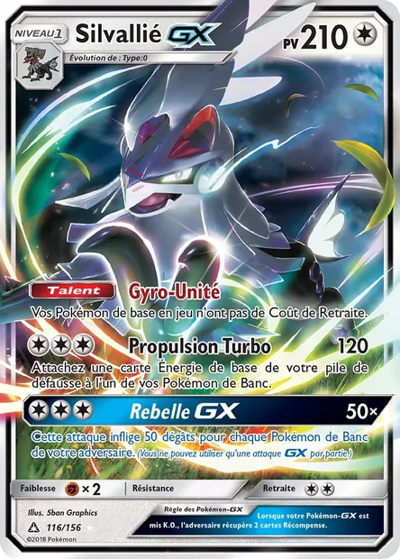 Silvallié GX, carte Pokémon UPR 116 — extension Ultra-Prisme