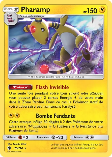 Pharamp, carte Pokémon LOT 78 — extension Tonnerre Perdu