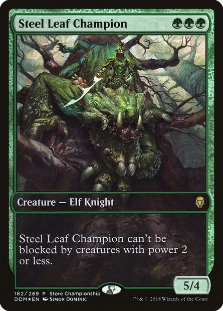Champion Feuille-Acier, carte Magic PDOM 182 — extension Dominaria Promos