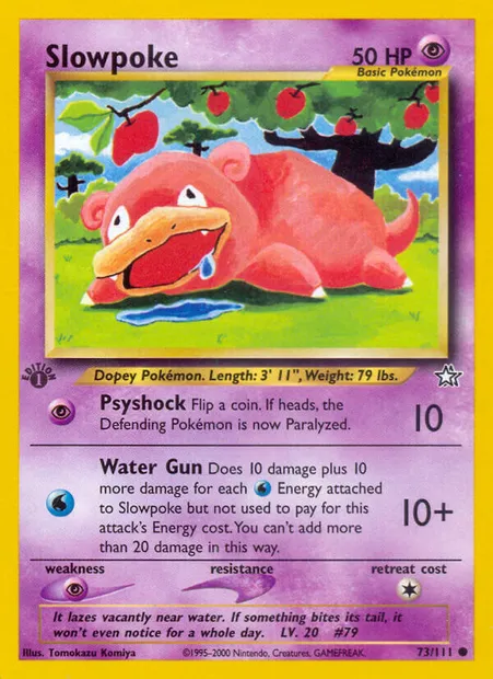 Slowpoke, Pokémon card NG 73 — Neo Genesis set