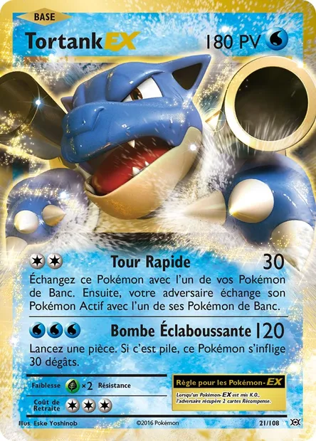 Tortank EX, carte Pokémon EVO 21 — extension Évolutions