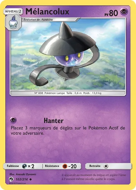 Mélancolux, carte Pokémon LOT 102 — extension Tonnerre Perdu