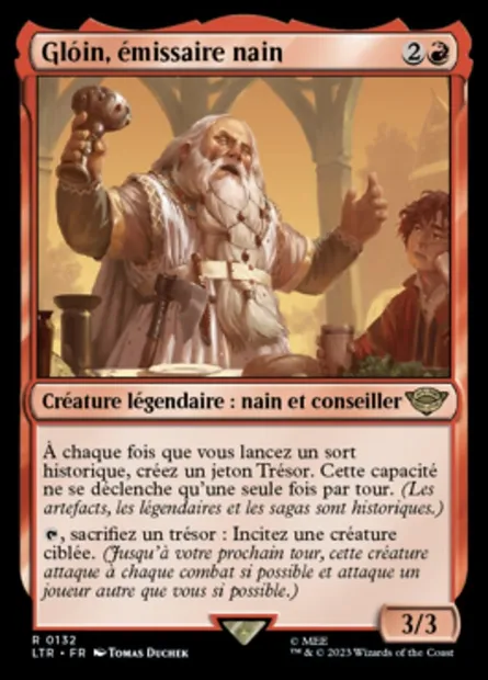 Glóin, émissaire nain, carte Magic LTR 132 — extension Le Seigneur des Anneaux : chroniques de la Terre du Milieu
