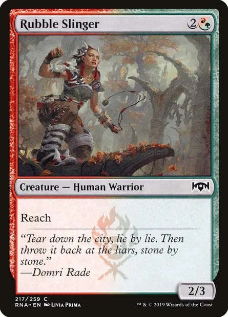 Rubble Slinger, Magic card RNA 217 — Ravnica Allegiance set