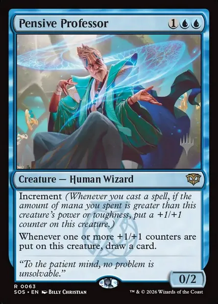 Pensive Professor, Magic card PSOS 63p — Secrets of Strixhaven Promos set
