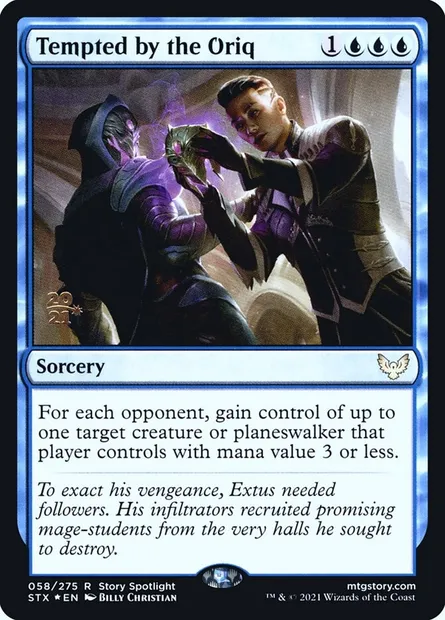 Tempted by the Oriq, Magic card PSTX 58s — Strixhaven: School of Mages Promos set