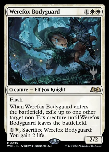 Werefox Bodyguard, Magic card PWOE 39p — Wilds of Eldraine Promos set