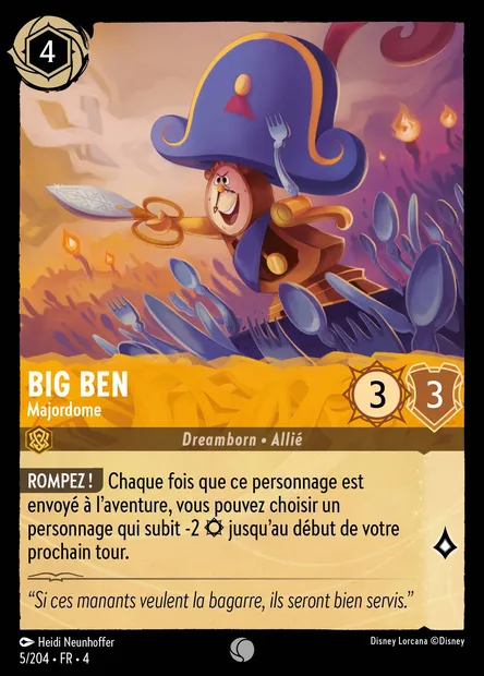 Big Ben - Majordome, carte Disney Lorcana CH4-005 — extension Le Retour d'Ursula