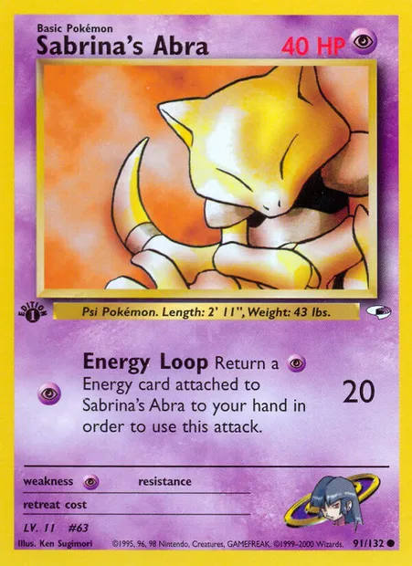 Sabrina's Abra, carte Pokémon GH 91 — extension Gym Heroes