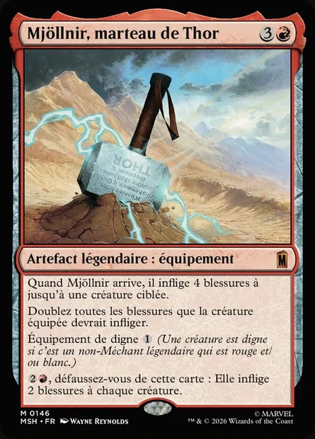 Mjöllnir, marteau de Thor, carte Magic MSH 146 — extension Marvel Super Heroes