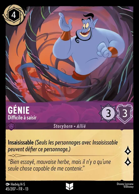Génie - Difficile à saisir, carte Disney Lorcana CH13-045 — extension Invasion Epineuse!
