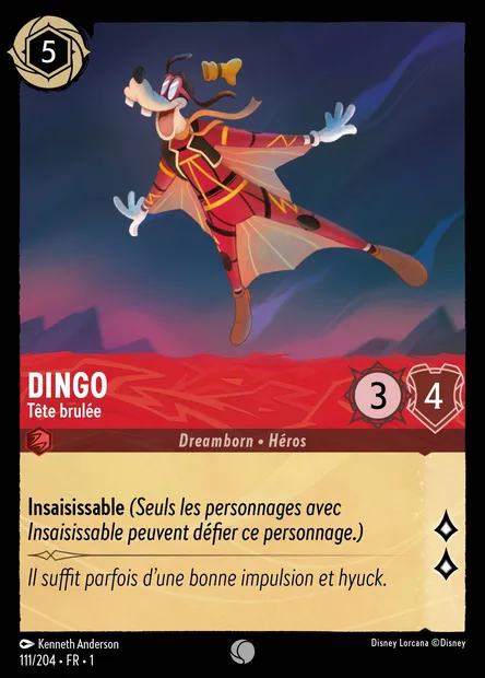 Dingo - Tête brulée, carte Disney Lorcana CH1-111 — extension Premier Chapitre