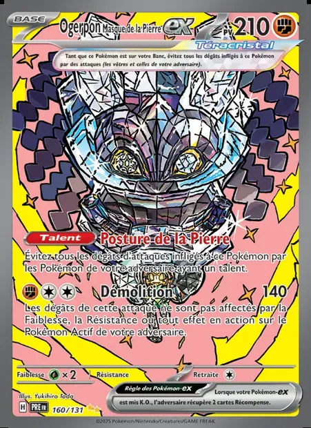 Ogerpon Masque de la Pierre-ex, carte Pokémon PRE 160 — extension Évolutions Prismatiques