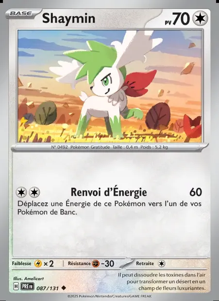 Shaymin, carte Pokémon PRE 087 — extension Évolutions Prismatiques