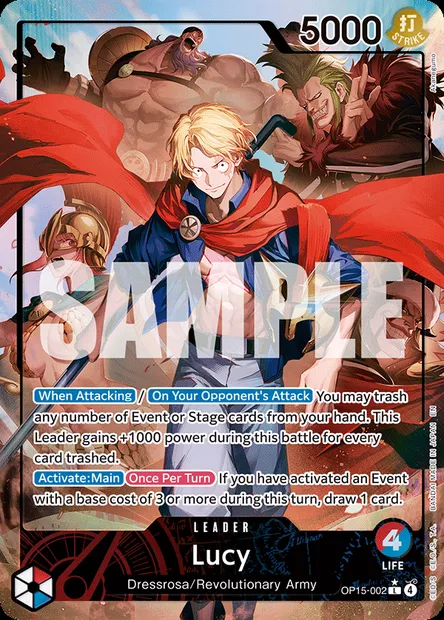 Lucy, One Piece card OP15-002 — ADVENTURE ON KAMI’S ISLAND set