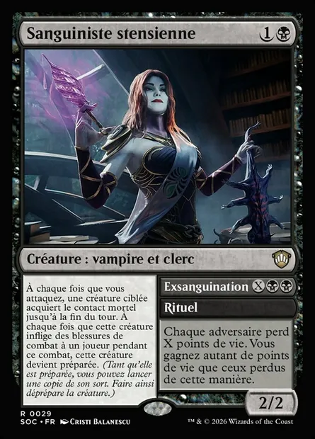 Sanguiniste stensienne // Exsanguinate, carte Magic SOC 29 — extension Secrets of Strixhaven Commander