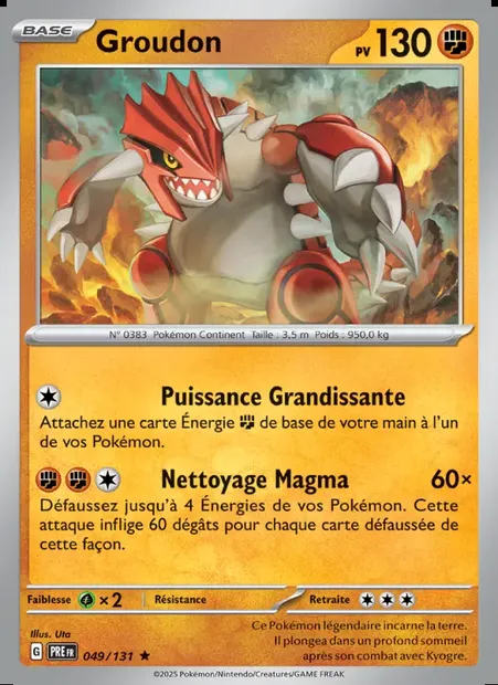 Groudon, carte Pokémon PRE 049 — extension Évolutions Prismatiques
