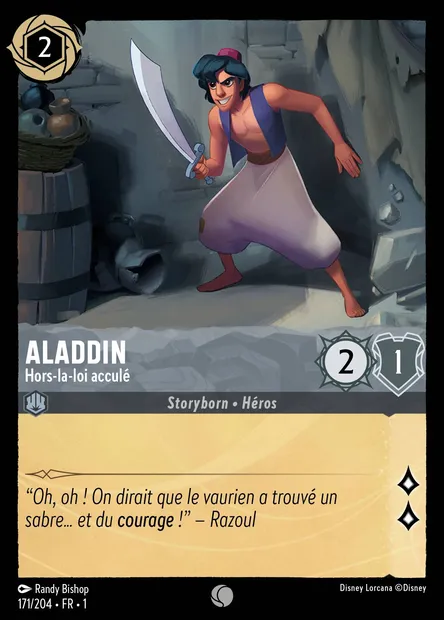 Aladdin - Hors-la-loi acculé, carte Disney Lorcana CH1-171 — extension Premier Chapitre