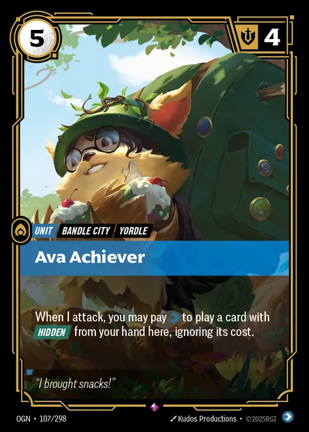 Ava Achiever, carte Riftbound OGN 107 — extension Origins