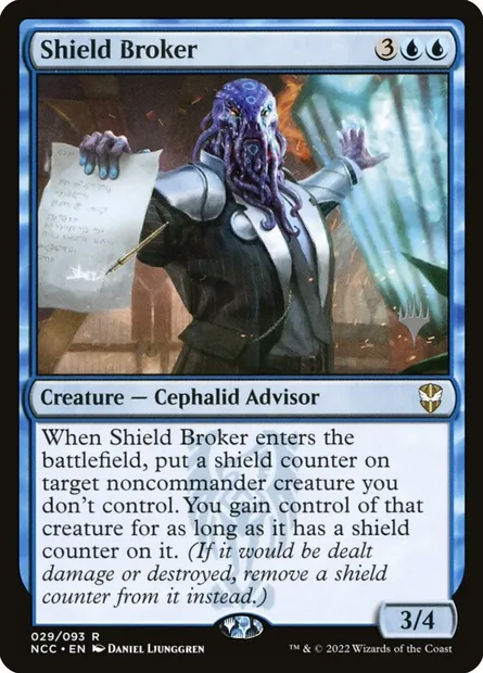 Shield Broker, Magic card PNCC 29p — New Capenna Commander Promos set