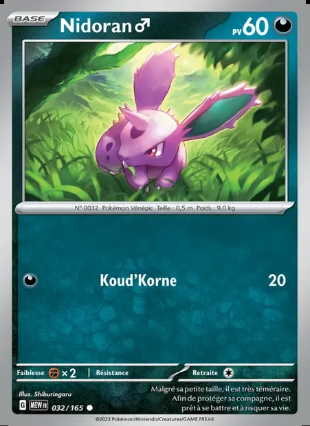 Nidoran♂, carte Pokémon MEW 032 — extension 151