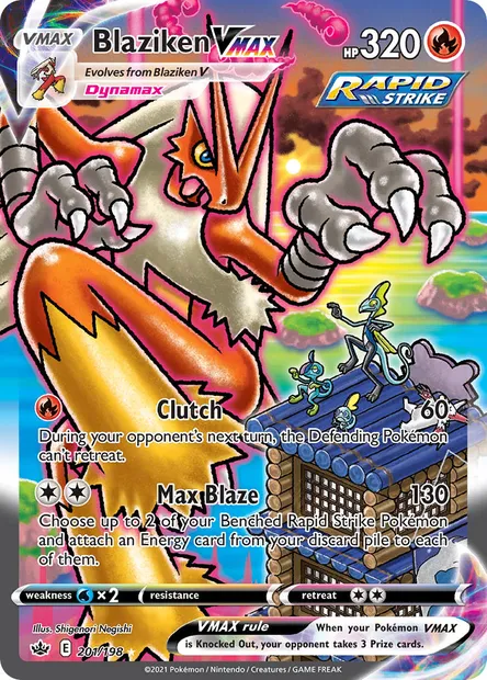 Blaziken VMAX, Pokémon card CRE 201 — Chilling Reign set