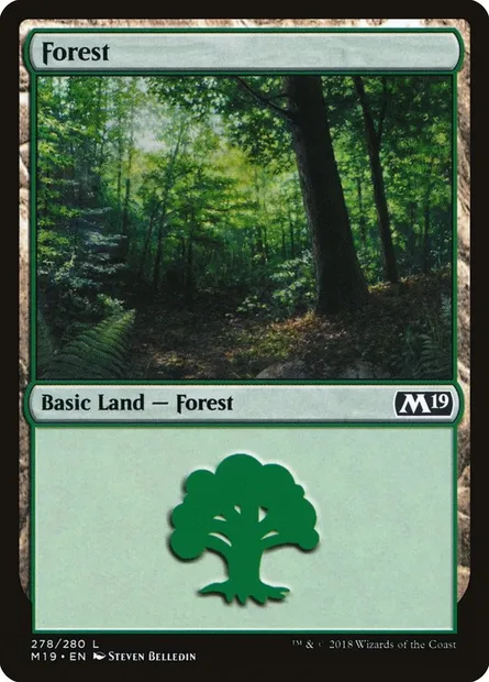 Forest, Magic card M19 278 — Core Set 2019 set