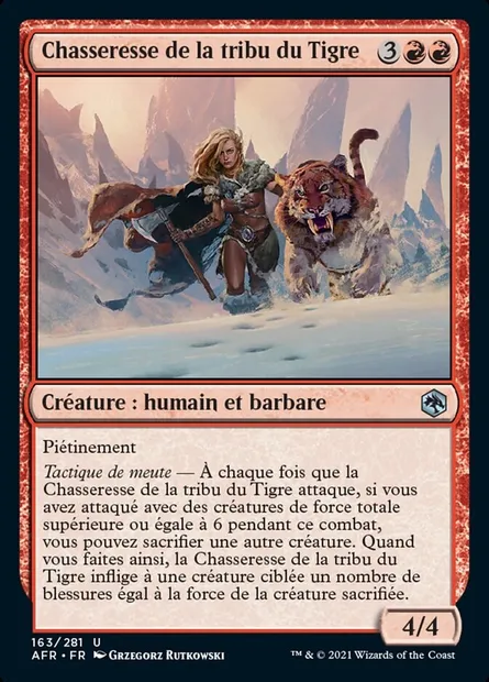 Chasseresse de la tribu du Tigre, carte Magic AFR 163 — extension Forgotten Realms: Aventures dans les Royaumes Oubliés
