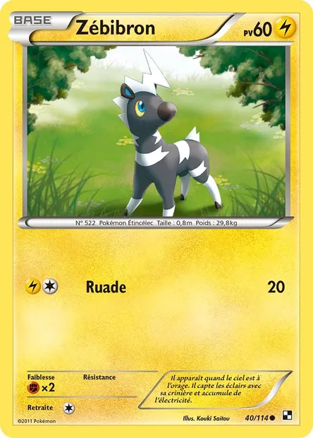 Zébibron, carte Pokémon BLW 40 — extension Noir & Blanc