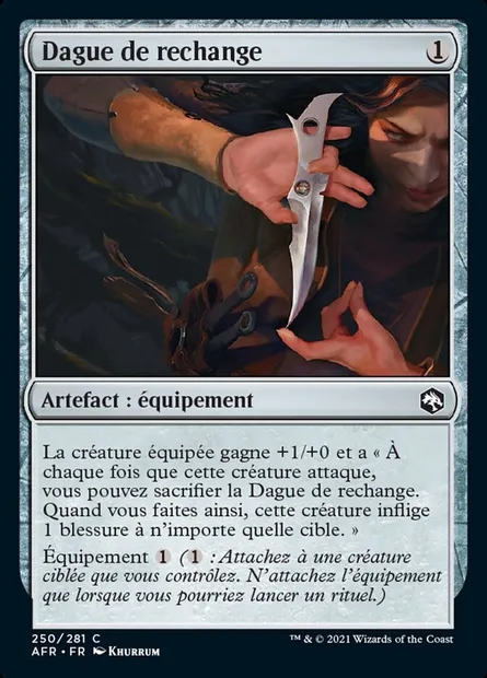 Dague de rechange, carte Magic AFR 250 — extension Forgotten Realms: Aventures dans les Royaumes Oubliés