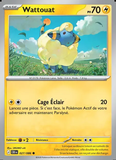 Wattouat, carte Pokémon CRI 027 — extension Chaos Ascendant