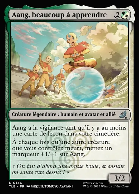 Aang, beaucoup à apprendre, carte Magic TLE 146 — extension Avatar: The Last Airbender Eternal