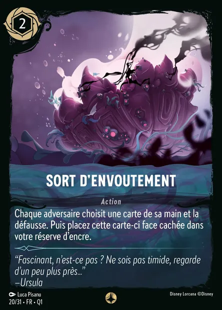 Sort d'envoûtement, carte Disney Lorcana Q1-020 — extension Quête des Illumineurs - Menace des profondeurs