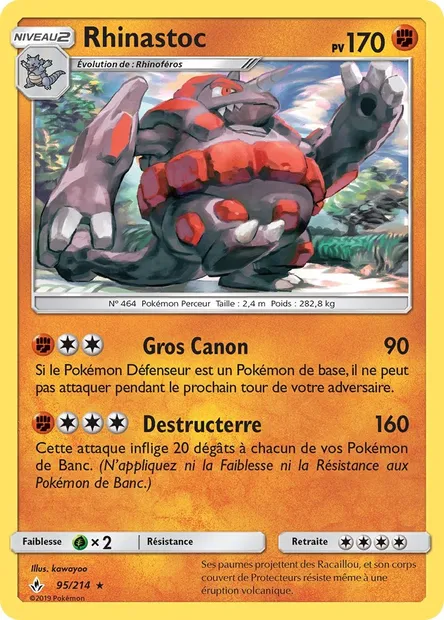 Rhinastoc, carte Pokémon UNB 95 — extension Alliance Infaillible