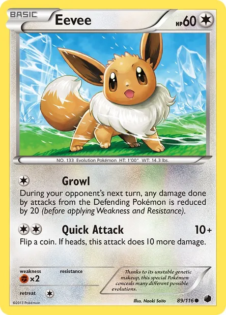Eevee, Pokémon card PLF 89 — Plasma Freeze set