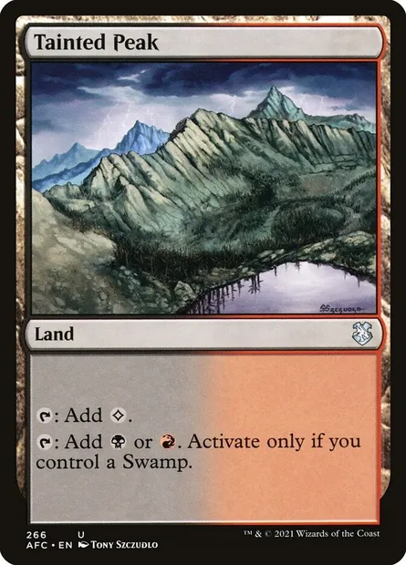 Tainted Peak, Magic card AFC 266 — Forgotten Realms Commander set