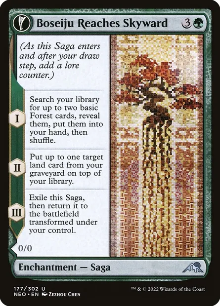 Boseiju Reaches Skyward // Branch of Boseiju, Magic card NEO 177 — Kamigawa: Neon Dynasty set