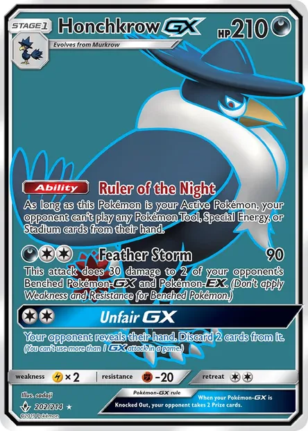 Honchkrow GX, Pokémon card UNB 202 — Unbroken Bonds set
