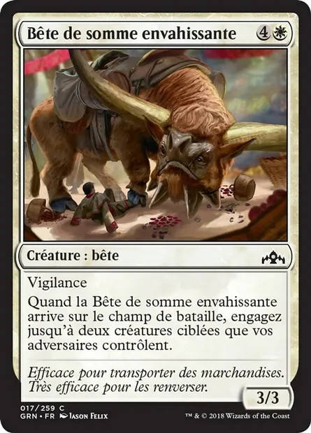 Bête de somme envahissante, carte Magic GRN 17 — extension Les Guildes de Ravnica
